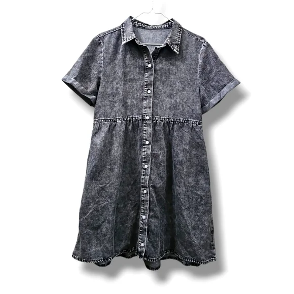slim fit dress slacks Paneled A-Lined Back Tie Denim Maxi Dress LD1542-WCT main image 0